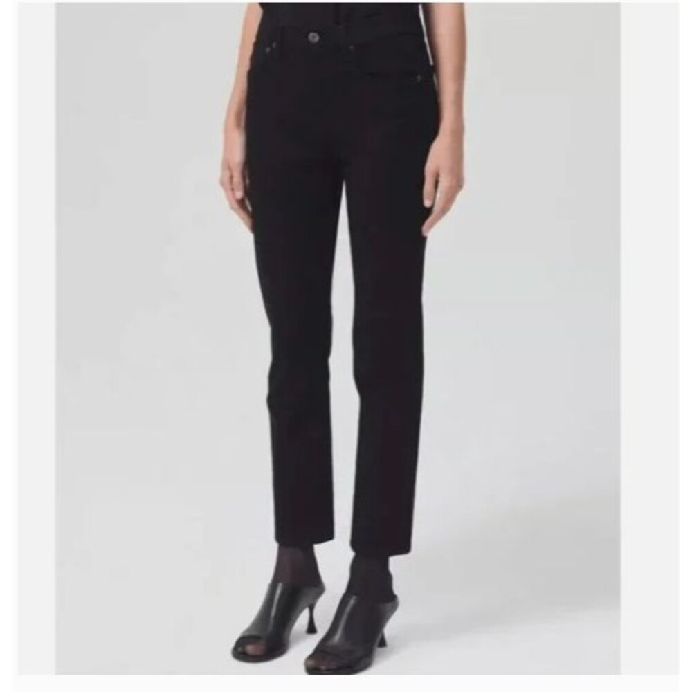 Agolde Merrel Mid Rise Straight Leg Denim Jeans in Axis Black Women size 27 EUC
